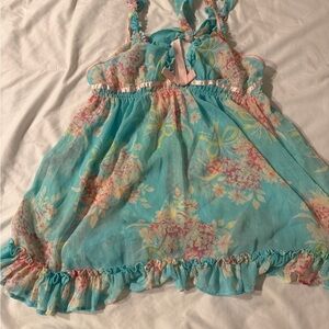 Victoria's Secret Floral Chemise in Aqua and Pink